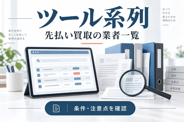 ツール系列：先払い買取の業者一覧