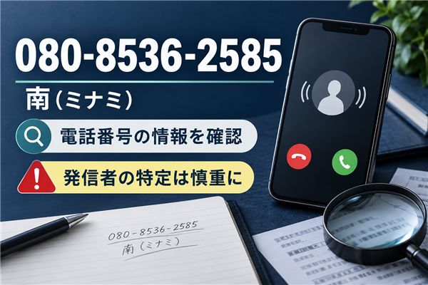 080-8536-2585と南（ミナミ）名義の電話番号情報を確認